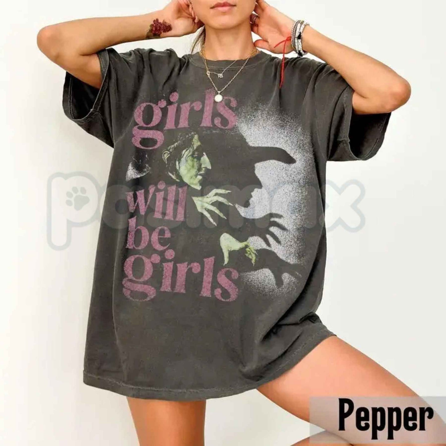 Comfort Colors® Girls Will Be Girls T-Shirt – Witchy Feminist Graphic Tee, Pink Goth Unisex Top-Pasimax