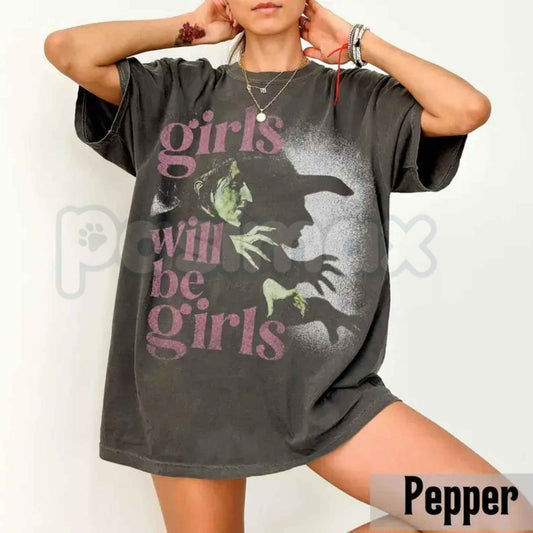Comfort Colors® Girls Will Be Girls T-Shirt – Witchy Feminist Graphic Tee, Pink Goth Unisex Top-Pasimax