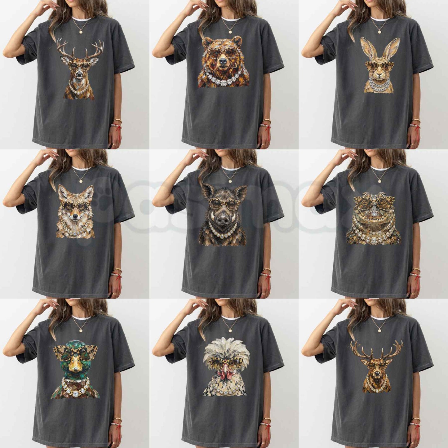 Comfort Colors® Glam Whitetail Animals Hunting Season T-Shirt – Preppy Leopard Print Deer, Duck, Bear & Elk Graphic Unisex Top-PasPasimax