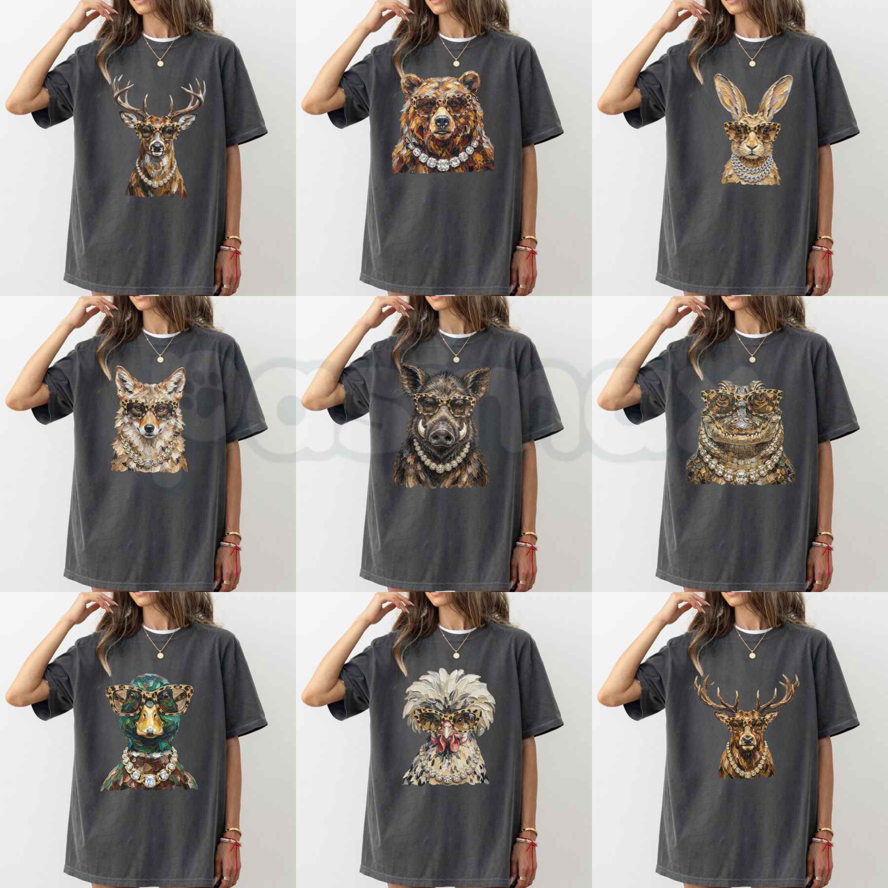 Comfort Colors® Glam Whitetail Animals Hunting Season T-Shirt – Preppy Leopard Print Deer, Duck, Bear & Elk Graphic Unisex Top-PasPasimax
