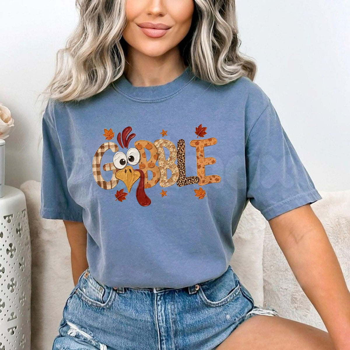 Comfort Colors® Gobble Thanksgiving T-Shirt – Retro Minimalist Turkey Graphic Tee, Vintage Autumn Holiday Unisex Top & Gift-Pasimax