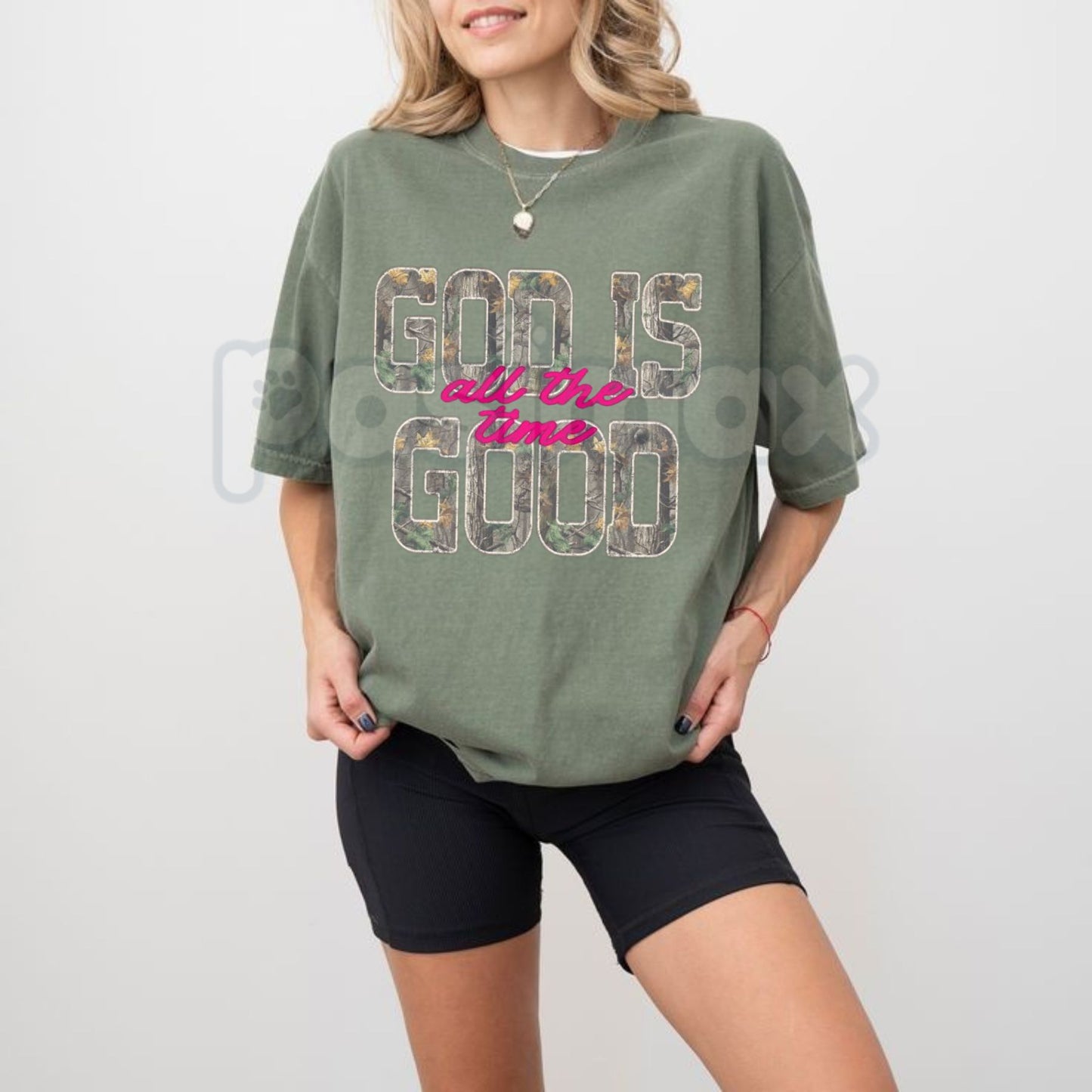 Comfort Colors® "God Is Good" Camo T-Shirt – Aesthetic Christian Faith Tee, Trendy Camouflage Religious Shirt, Vintage Spiritual Streetwear Top-Pasimax