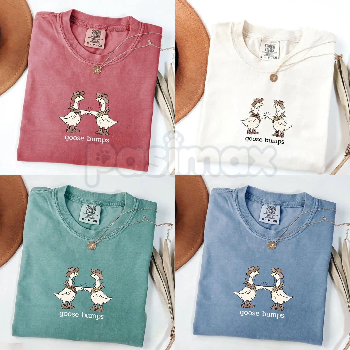 Comfort Colors® "Goose Bumps" Western T-Shirt – Silly Goose Cowboy Graphic Tee, Funny Goose Lover Gift, Sarcastic Western Aesthetic Shirt-Pasimax