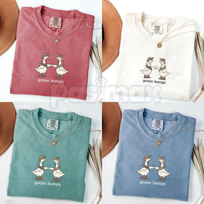 Comfort Colors® "Goose Bumps" Western T-Shirt – Silly Goose Cowboy Graphic Tee, Funny Goose Lover Gift, Sarcastic Western Aesthetic Shirt-Pasimax