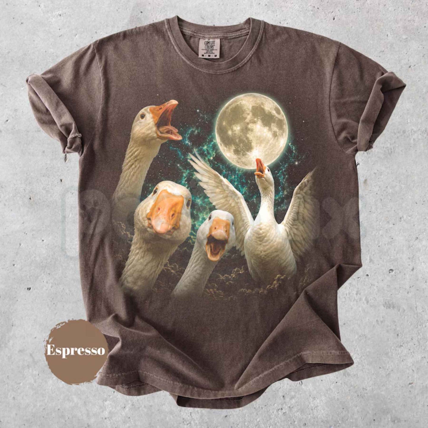 Comfort Colors® Goose Moon T-Shirt – Vintage Silly Goose Graphic Tee, Retro Farm Animal & Woodland Nature Aesthetic Unisex Top-Pasimax