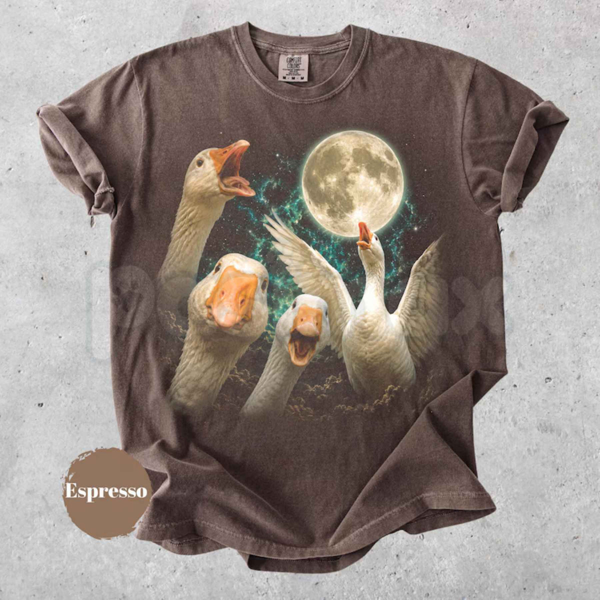 Comfort Colors® Goose Moon T-Shirt – Vintage Silly Goose Graphic Tee, Retro Farm Animal & Woodland Nature Aesthetic Unisex Top-Pasimax