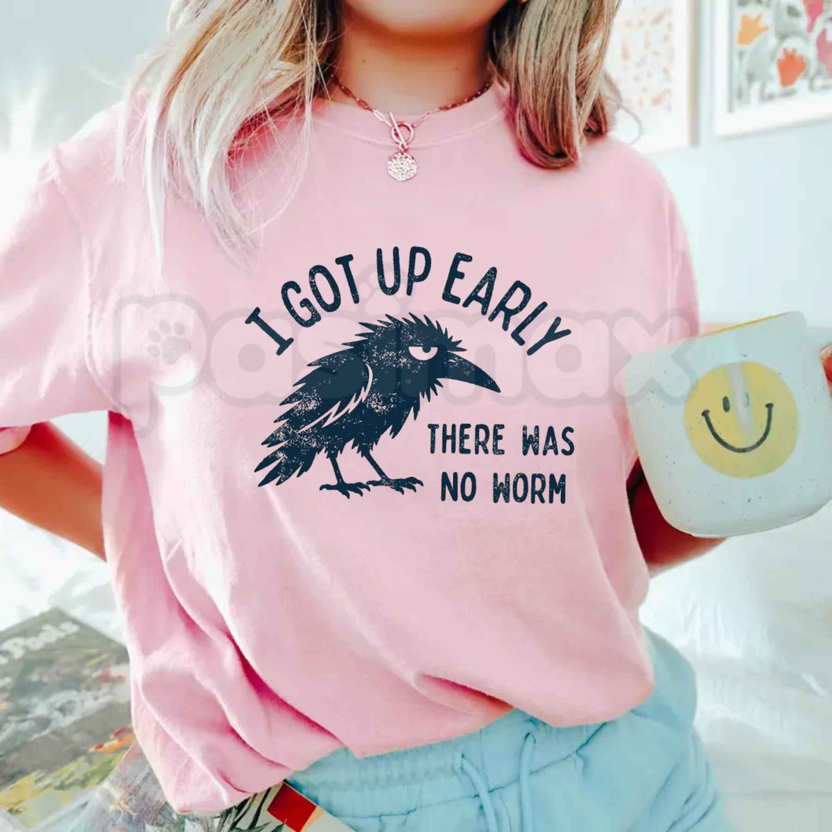 Comfort Colors® Grumpy Crow T-Shirt – I Got Up Early No Worm Funny Bird Lover Graphic Tee, Sarcastic Animal Unisex Top & Gift-Pasimax