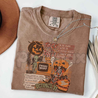 Comfort Colors® Halloween Collage T-Shirt – Retro Spooky Season Ghost Graphic Tee, Vintage Aesthetic Halloween Party Unisex Top-Pasimax