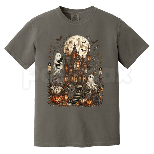 Comfort Colors® Haunted House Ghost Halloween T-Shirt – Spooky Season Retro Spooktacular Graphic Tee, Vintage Halloween Unisex Top-Pasimax