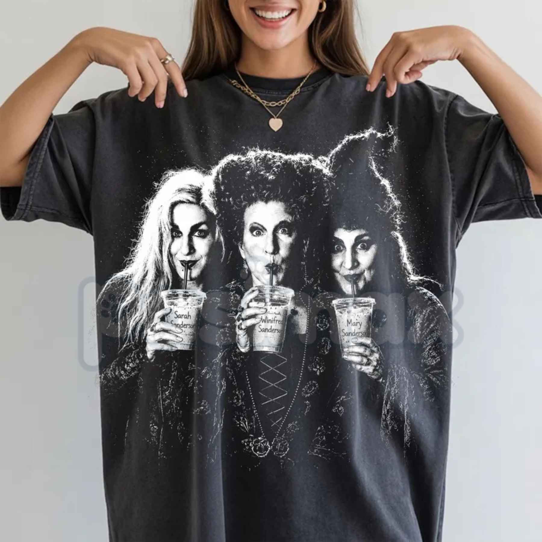 Comfort Colors® Hocus Pocus Iced Coffee Halloween T-Shirt – Retro Spooky Season Characters Graphic Tee, Vintage Autumn Unisex Top-Pasimax