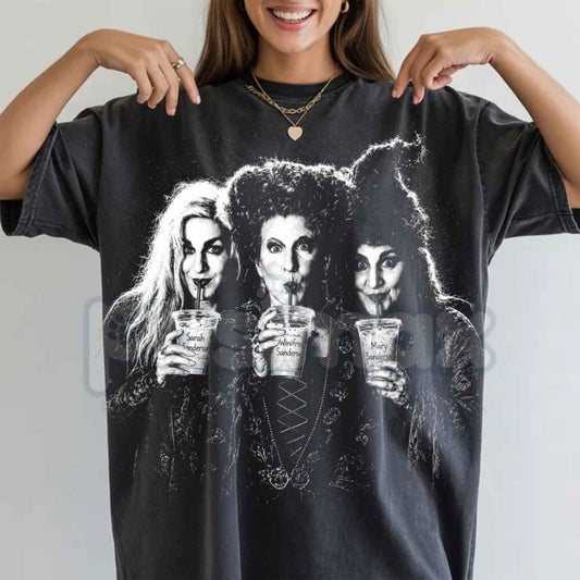 Comfort Colors® Hocus Pocus Iced Coffee Halloween T-Shirt – Retro Spooky Season Characters Graphic Tee, Vintage Autumn Unisex Top-Pasimax