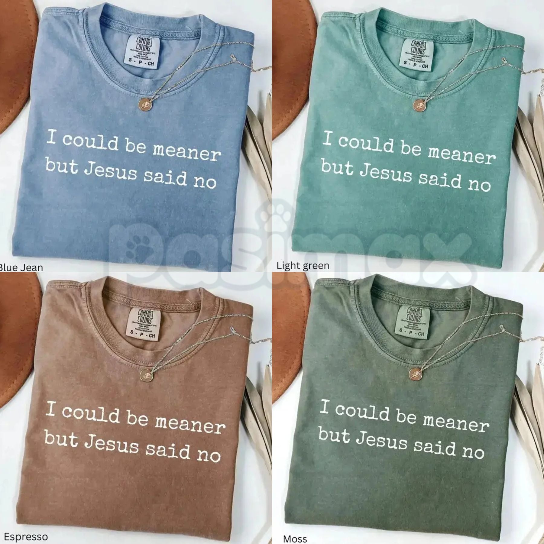 Comfort Colors® "I Could Be Meaner But Jesus Said No" T-Shirt – Funny Sarcastic Christian Graphic Tee, Western Aesthetic Faith Top, Witty Southern Gift-Pasimax