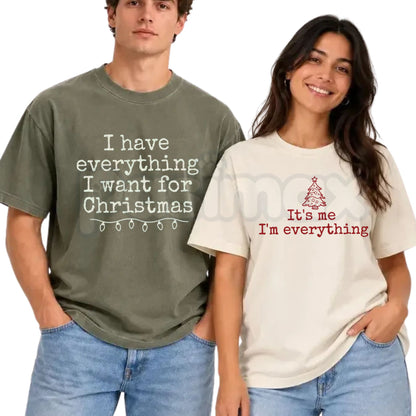 Comfort Colors® I Have Everything I Want For Christmas T-Shirt – Retro Couples Matching Graphic Tee, Romantic Holiday Unisex Top & Gift-Pasimax