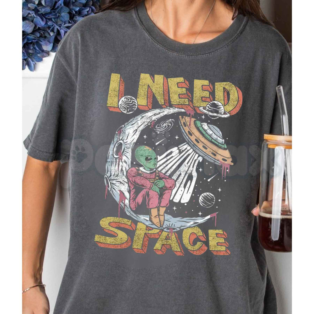 Comfort Colors® "I Need Space" T-Shirt – Retro Galaxy & Astronomy Graphic Tee, Introvert Universe Unisex Top-Pasimax