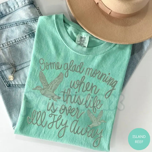 Comfort Colors® "I’ll Fly Away" T-Shirt – Some Glad Morning Christian Graphic Tee, Vintage Hymn-Inspired Shirt, Aesthetic Faith-Based Apparel-Pasimax