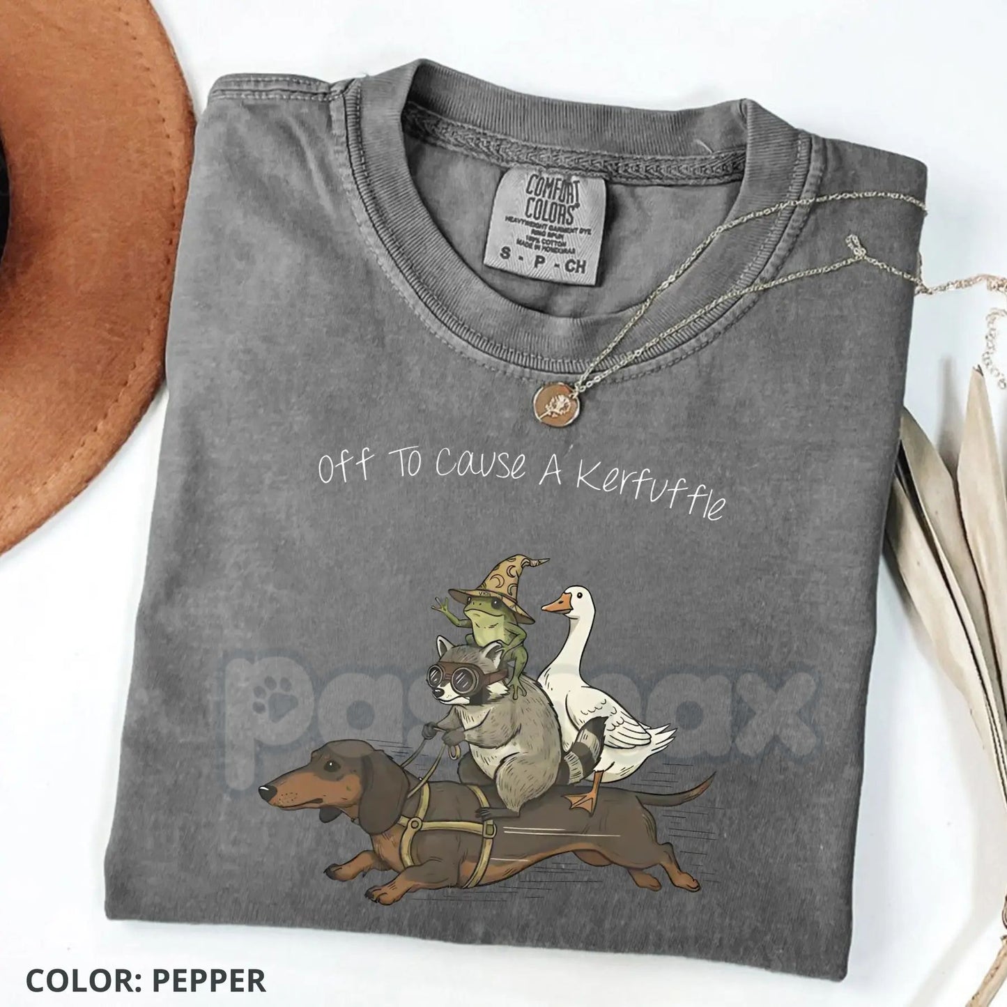 Comfort Colors® Kerfuffle Crew T-Shirt – Funny Chaos Raccoon, Goose, Frog & Wiener Dog Tee, Retro Meme Squad Shirt, Sarcastic Animal Lover Gift-Pasimax