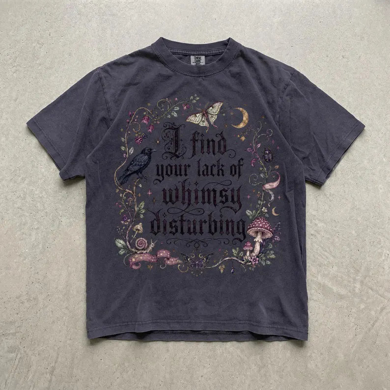 Comfort Colors® "Lack of Whimsy" Crow T-Shirt – Witchy Celestial Moth & Autumn Fall Graphic Tee, Mystical Unisex Top-Pasimax