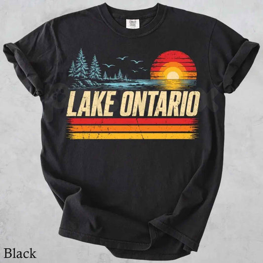 Comfort Colors® Lake Ontario T-Shirt – Great Lakes Sunset Graphic Tee, Retro Canada Vacation & Cottage Country Unisex Top-Pasimax