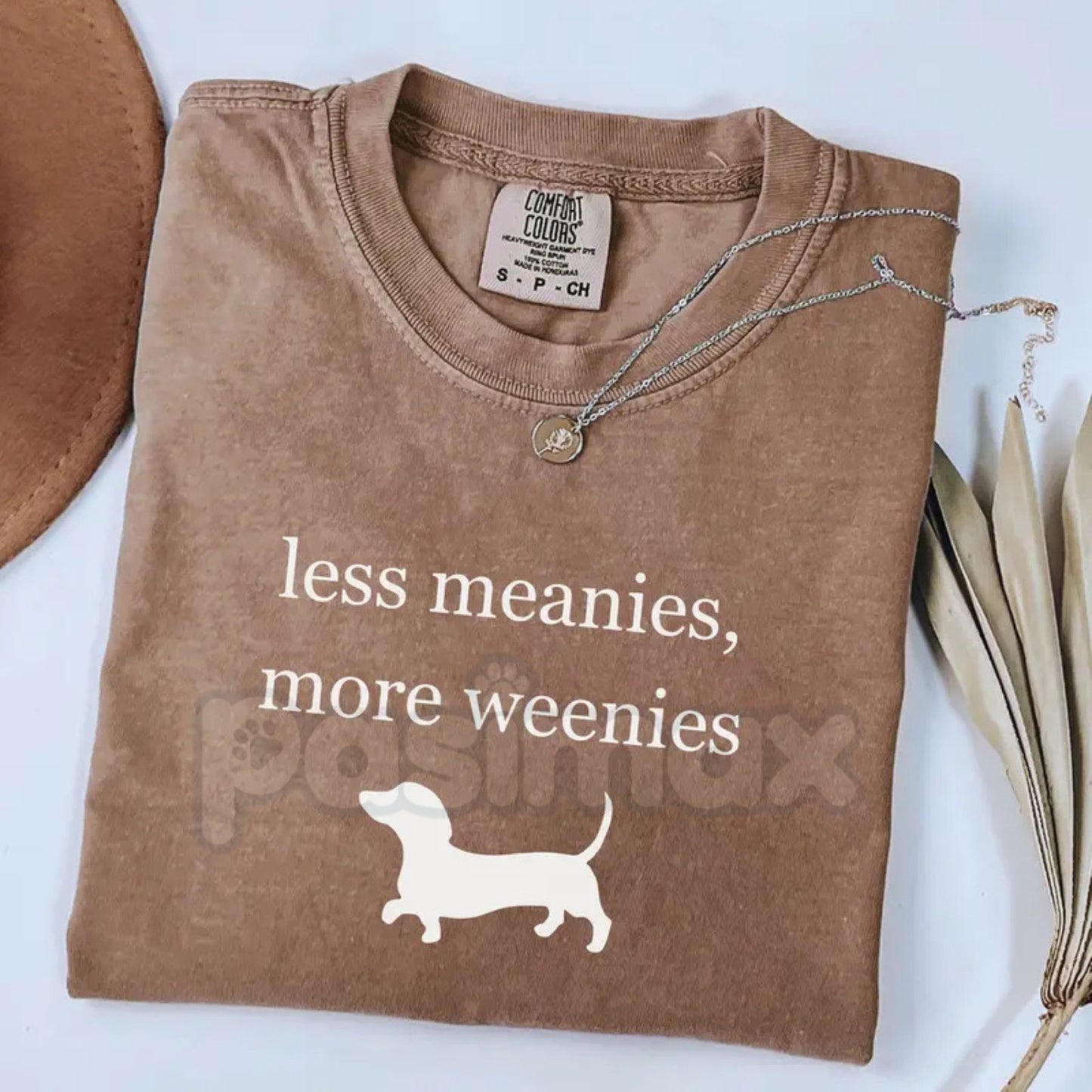 Comfort Colors® 'Less Meanies More Weenies' T-Shirt – Funny Dachshund Lover Tee, Retro Wiener Dog Graphic, Wholesome Humor Shirt-Pasimax