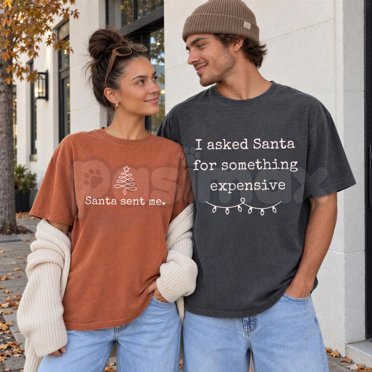 Comfort Colors® Matching Christmas Couples T-Shirts – Funny Husband & Wife Santa Quote Graphic Tee, Holiday Unisex Top & Gift-Pasimax