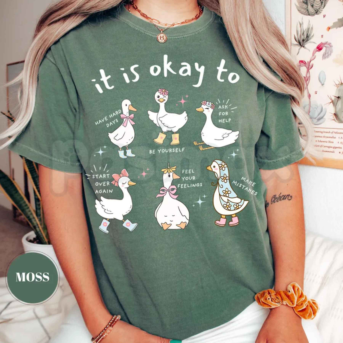 Comfort Colors® Mental Health Goose T-Shirt – Cute Motivational Duck Graphic Tee, Positive Affirmation Self-Care Unisex Top-Pasimax