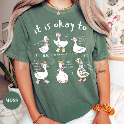 Comfort Colors® Mental Health Goose T-Shirt – Cute Motivational Duck Graphic Tee, Positive Affirmation Self-Care Unisex Top-Pasimax
