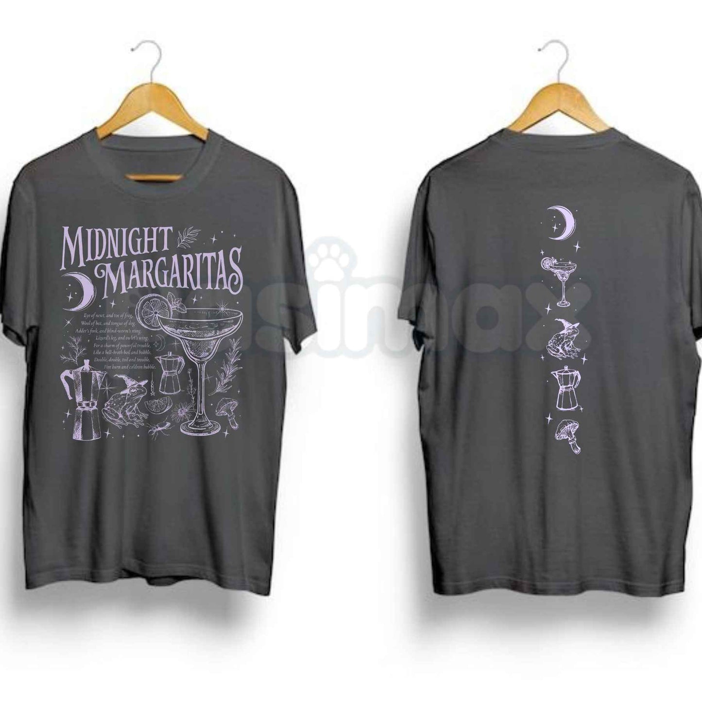 Comfort Colors® "Midnight Margaritas" 2-Sided T-Shirt – Retro Aesthetic Spooky Season Graphic Tee, Whimsical Witchy Vibes Unisex Top-Pasimax