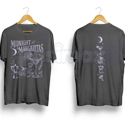 Comfort Colors® "Midnight Margaritas" 2-Sided T-Shirt – Retro Aesthetic Spooky Season Graphic Tee, Whimsical Witchy Vibes Unisex Top-Pasimax