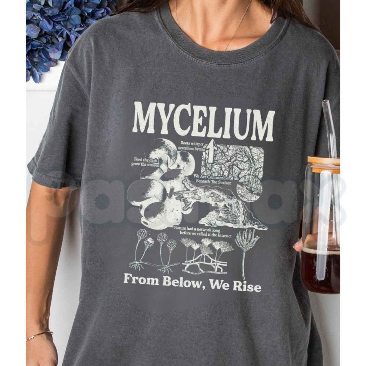 Comfort Colors® Mycelium Vintage T-Shirt – Fungal Network Graphic Tee, Mushroom Biology Diagram Unisex Top & Gift-Pasimax