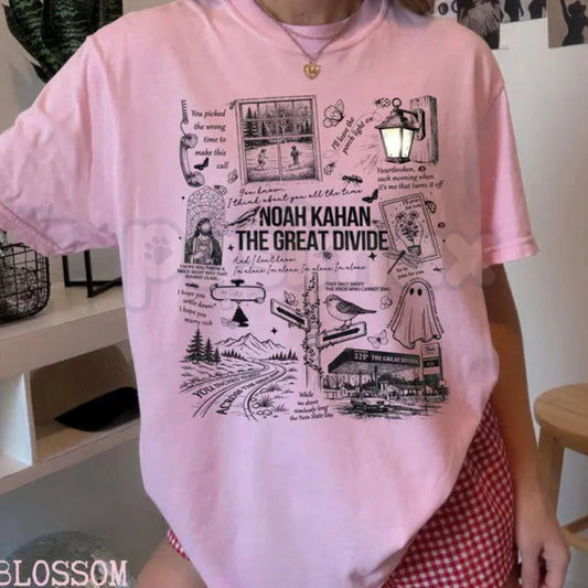 Comfort Colors® NK "The Great Divide" Porchlight Lyrics T-Shirt – Noah Kahan Fan Graphic Tee, We'll All Be Here Forever Tour Merch, Aesthetic Folk Music Shirt-Pasimax