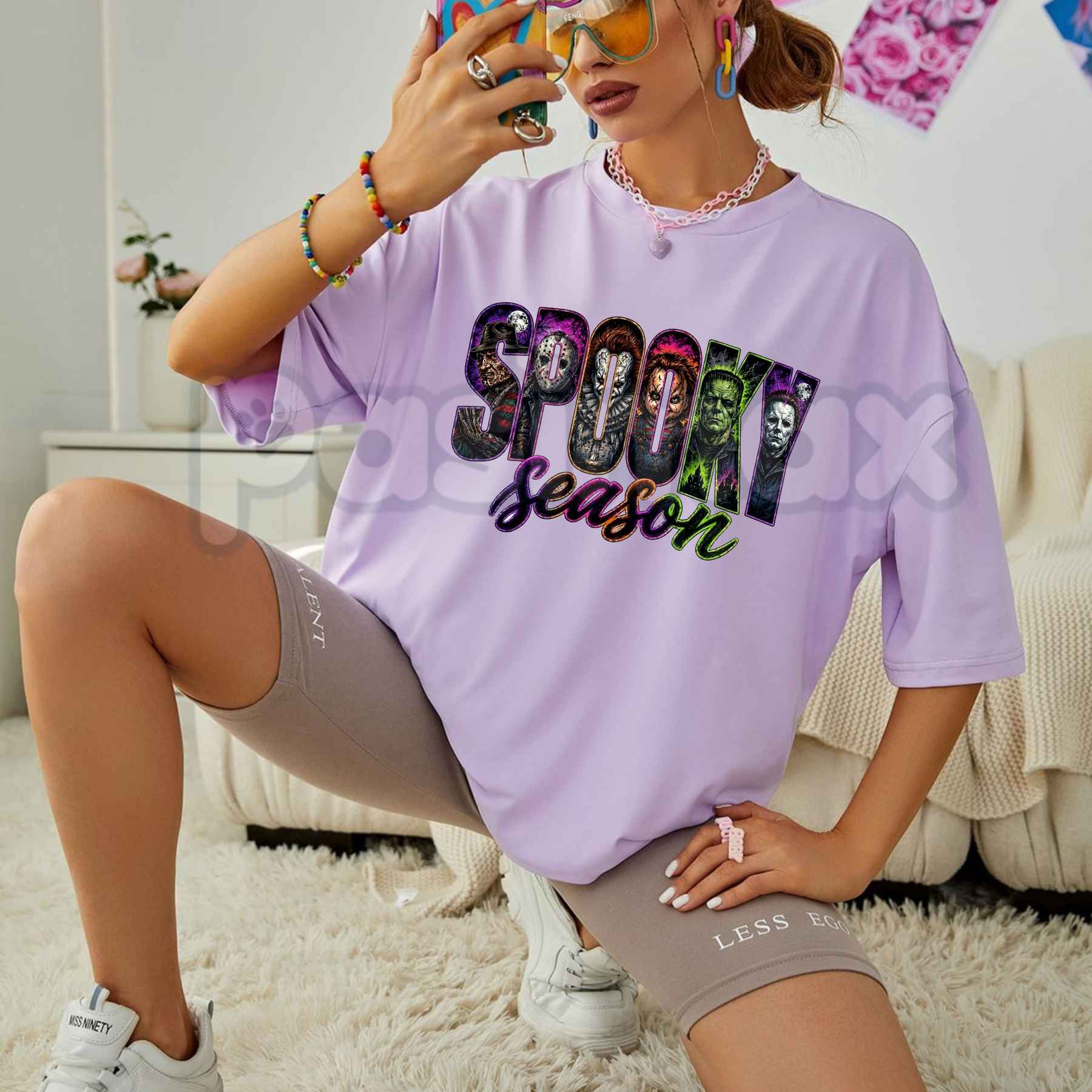 Comfort Colors® Neon Horror Halloween T-Shirt – Retro Scary Movie Graphic Tee, Vintage Glow Spooky Slasher Unisex Top-Pasimax