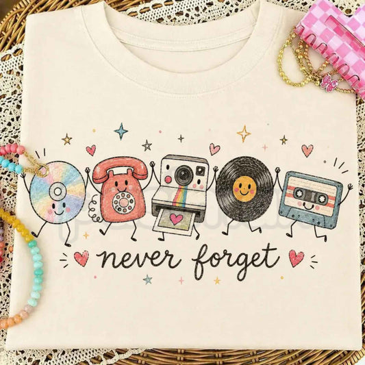 Comfort Colors® "Never Forget" T-Shirt – Retro 90s Nostalgic Graphic Tee, Funny Vintage Aesthetic Whimsical Meme Unisex Top-Pasimax