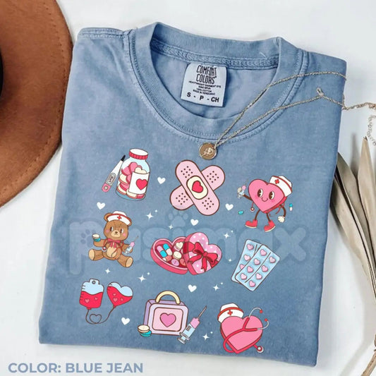 Comfort Colors® Nurse XOXO Valentine's Day Shirt – Cute Nursing Heart Tee, Healthcare Love Gift, Vintage Medical V-Day Apparel-Pasimax