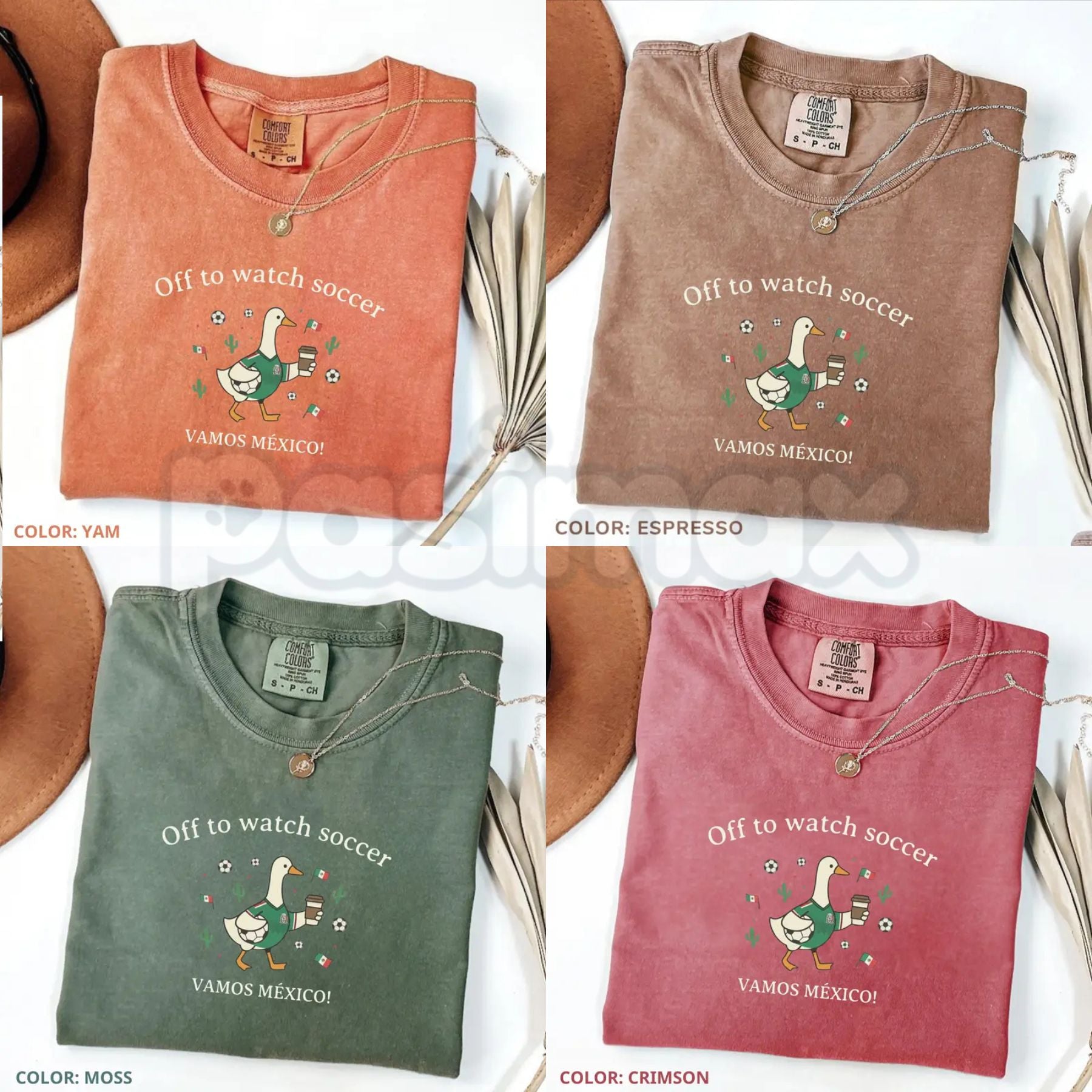 Comfort Colors® "Off To Watch Soccer" Mexico T-Shirt – Funny Duck Soccer Fan Graphic Tee, Retro Vamos México Football Tournament Top, Sarcastic El Tri Gift-Pasimax