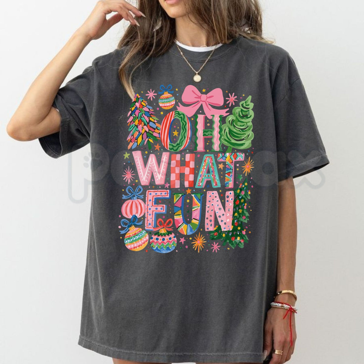 Comfort Colors® Oh What Fun Christmas T-Shirt – Retro Festive Holiday Graphic Tee, Cute Winter Unisex Top & Holiday Gift-Pasimax