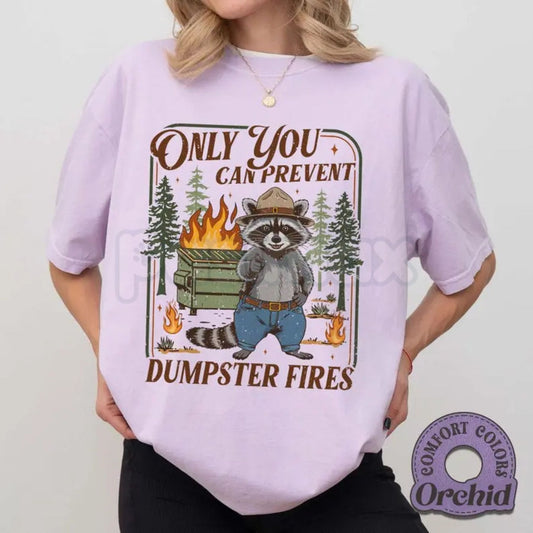Comfort Colors® Only You Can Prevent Dumpster Fires T-Shirt – Funny Raccoon Graphic Tee, Sarcastic Trash Panda Shirt, Chaos Coordinator Gift, Retro Animal Top-Pasimax