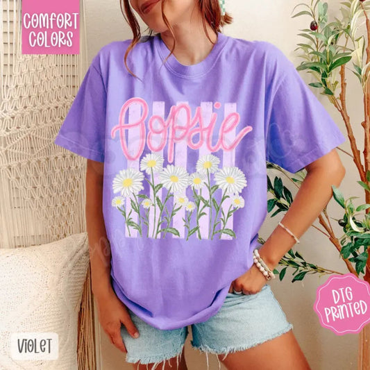 Comfort Colors® Oopsie Daisy T-Shirt – Trendy Women's Summer Graphic Tee, Aesthetic Floral Crop Style Top, Funny Retro Daisy Shirt-Pasimax