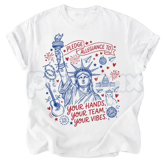Comfort Colors® "Pledge Allegiance To Your Hands Your Team Your Vibes" T-Shirt – Retro Sports Fan Graphic Tee, Vintage Aesthetic Hardwood Football Hoops Statement Top-Pasimax