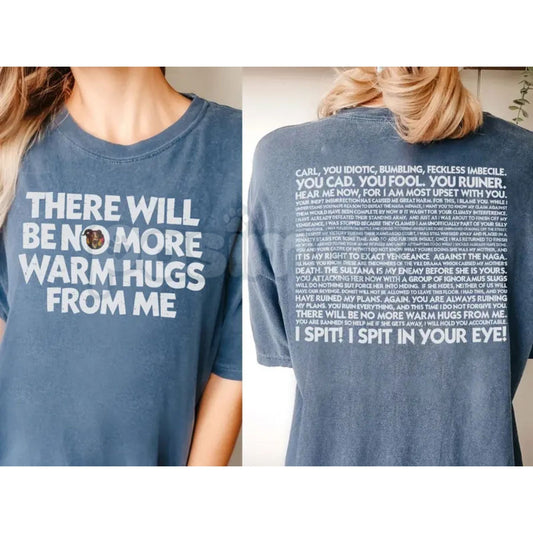 Comfort Colors® Prepotente "No More Warm Hugs" T-Shirt – Two-Sided Dungeon Crawler Carl Tee, Princess Donut & Carl Graphic Shirt, LitRPG Book Lover Gift-Pasimax