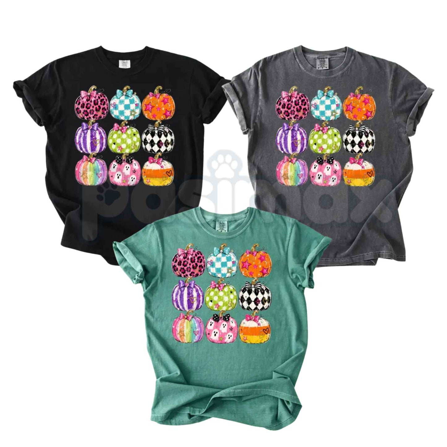 Comfort Colors® Preppy Halloween Pumpkin T-Shirt – Colorful Coquette Aesthetic Graphic Tee, Vintage Spooky Season Unisex Top-Pasimax