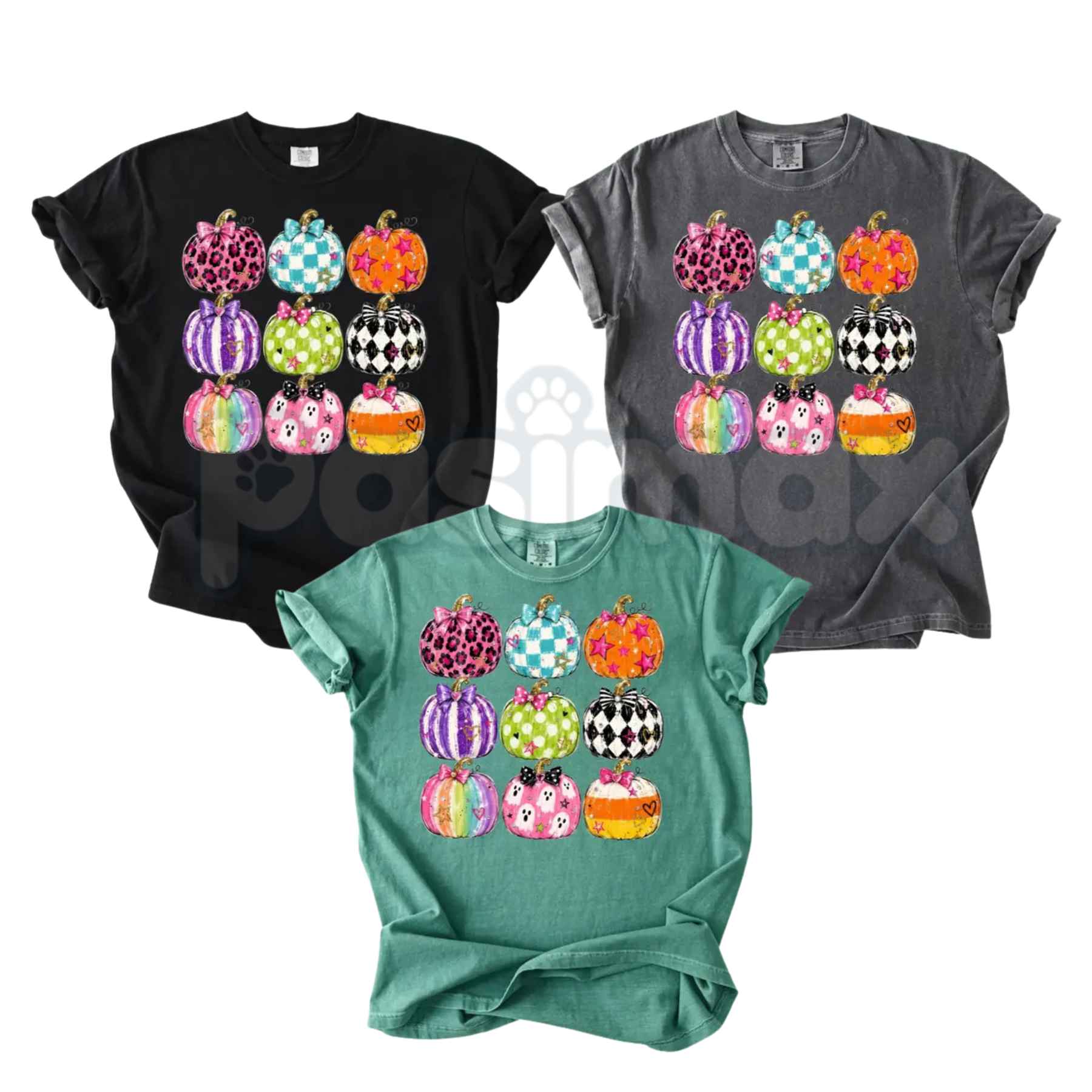 Comfort Colors® Preppy Halloween Pumpkin T-Shirt – Colorful Coquette Aesthetic Graphic Tee, Vintage Spooky Season Unisex Top-Pasimax