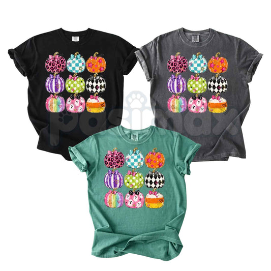 Comfort Colors® Preppy Halloween Pumpkin T-Shirt – Colorful Coquette Aesthetic Graphic Tee, Vintage Spooky Season Unisex Top-Pasimax