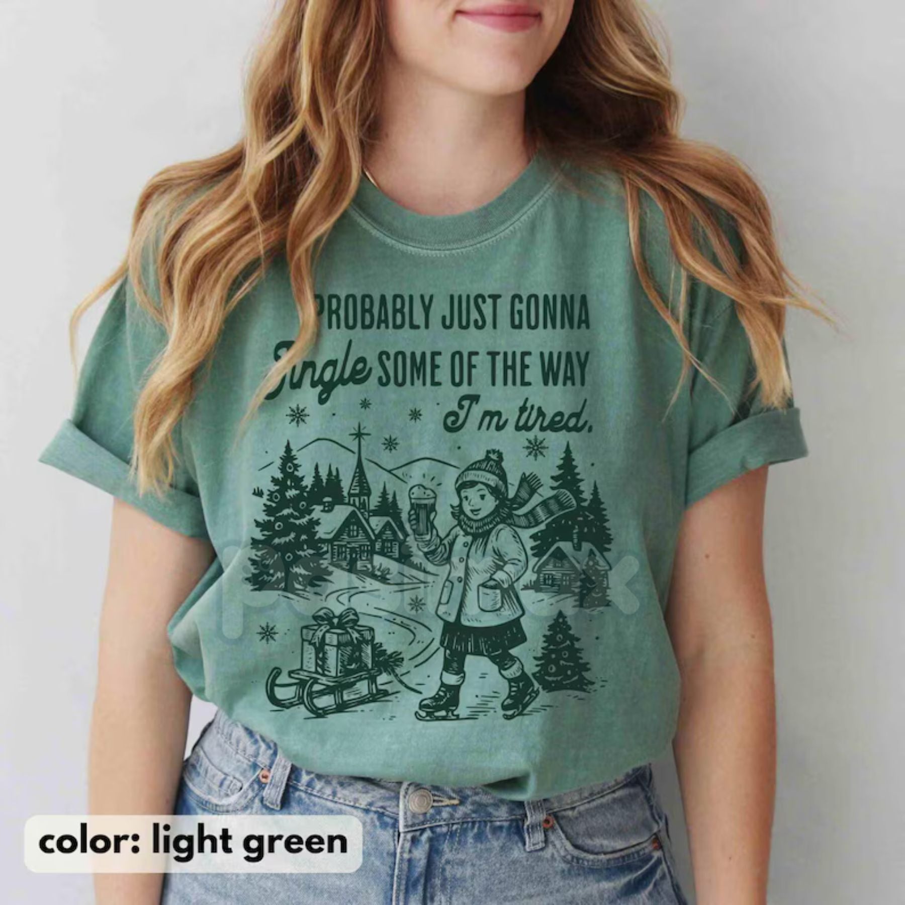Comfort Colors® 'Probably Just Gonna Jingle Tired' T-Shirt – Funny Christmas Saying Tee, Holiday Gift for Women, Coworker Gift-Pasimax
