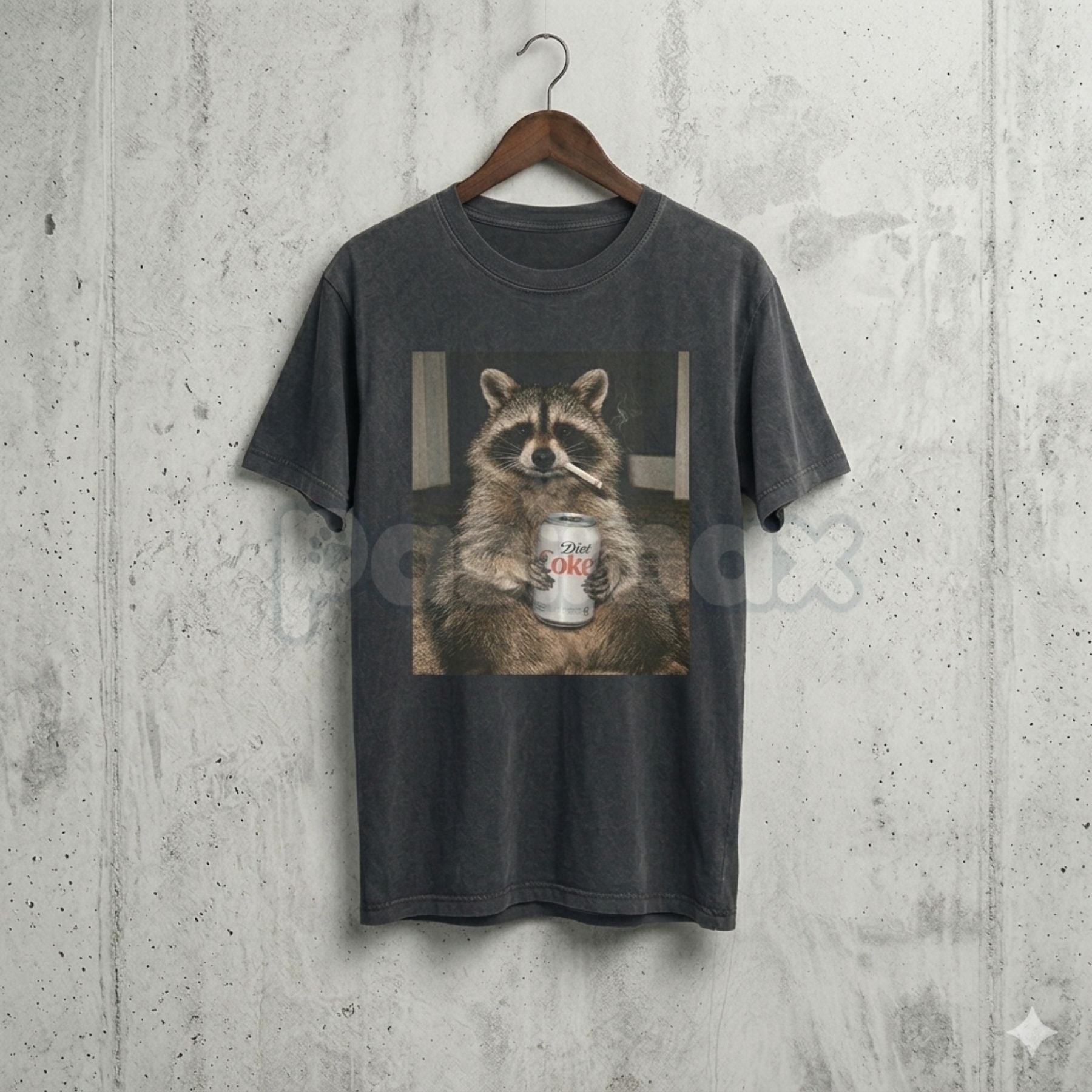 Comfort Colors® Raccoons Diet Coke & Smoking T-Shirt – Funny Trash Panda Graphic Tee, Aesthetic Sarcastic Streetwear, Unhinged Chaos Core Shirt-Pasimax