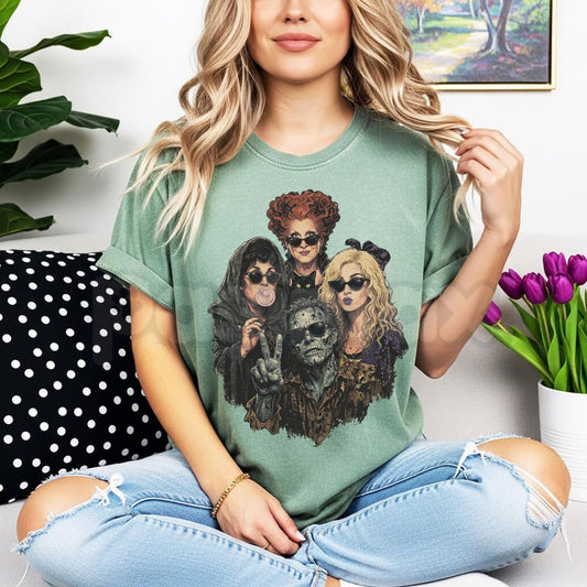 Comfort Colors® Retro Halloween Hocus Pocus Portrait Selfie T-Shirt – Witches Spooky Graphic Tee, Nostalgic Movie Unisex Top & Gift-Pasimax