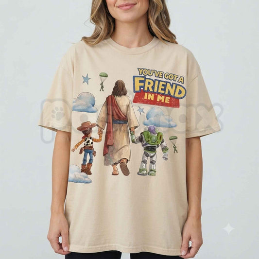 Comfort Colors® Retro Jesus You've Got A Friend In Me T-Shirt – Christian Faith Friendship Graphic Tee, Vintage Worship Unisex Top & Gift-Pasimax