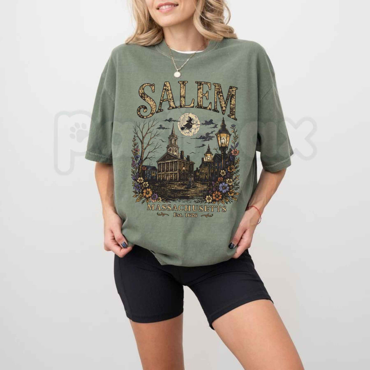 Comfort Colors® Salem Massachusetts T-Shirt – Vintage Witch City Halloween Graphic Tee, Historic Spooky Season Unisex Top-Pasimax