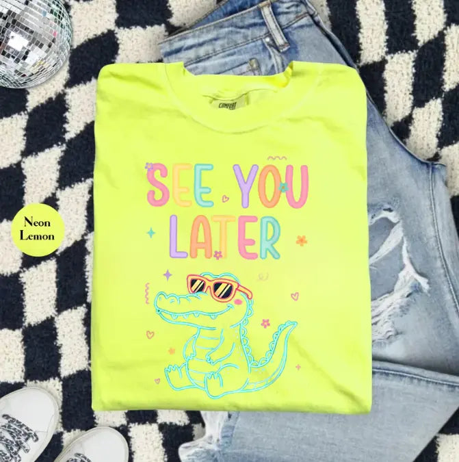 Comfort Colors® See You Later Shirt – Retro Teacher Summer T-Shirt, Funny Alligator Graphic Tee, Vintage End Of School Top, Cute Student Gift-Pasimax
