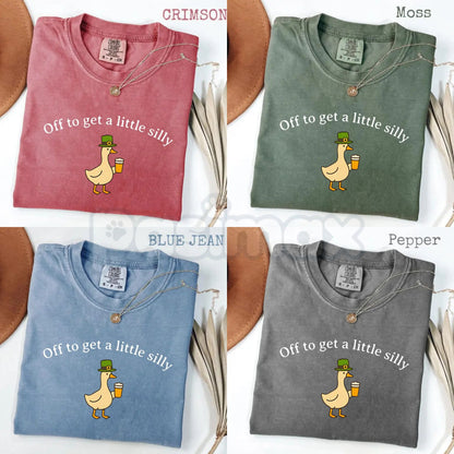 Comfort Colors® "Silly Goose University: St. Patty’s Edition" T-Shirt – Funny Irish Drinking Team Tee, Retro Collegiate Shamrock Shirt, Trendy Sarcastic Lucky Top-Pasimax