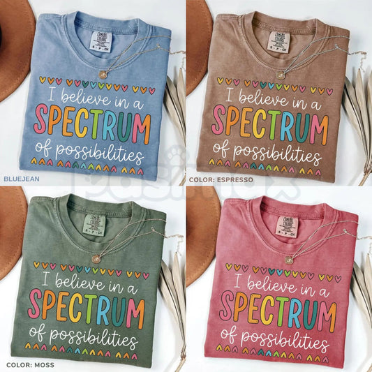 Comfort Colors® "Spectrum of Possibilities" Floral T-Shirt – Aesthetic Neurodiversity Wildflower Tee, Retro Autism Mama Shirt, Cute Teacher Appreciation Gift-Pasimax